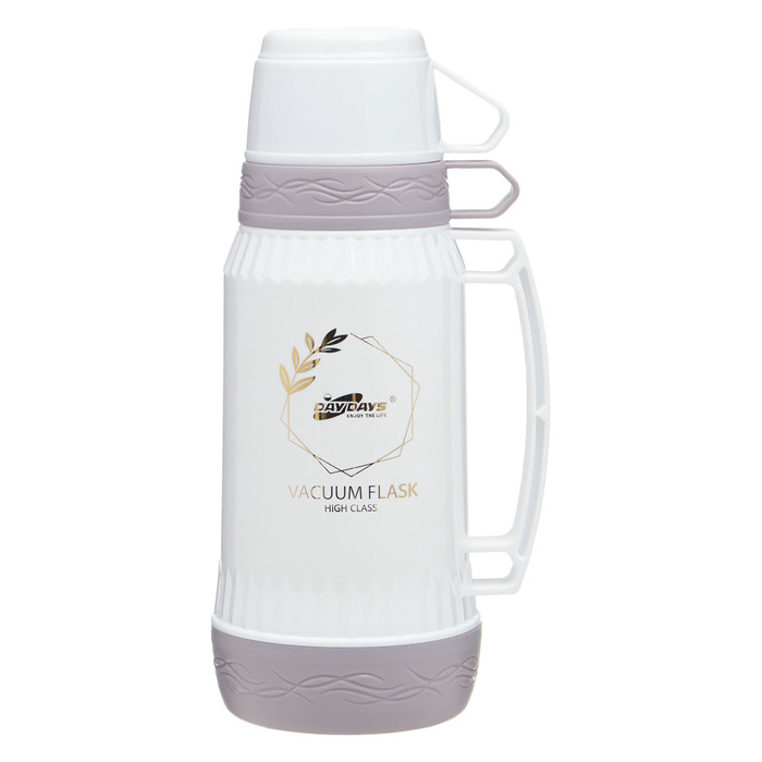 Термос 1 л со стеклянной колбой сохраняет тепло 12 ч с кружкой 30 см коричневый 769₽