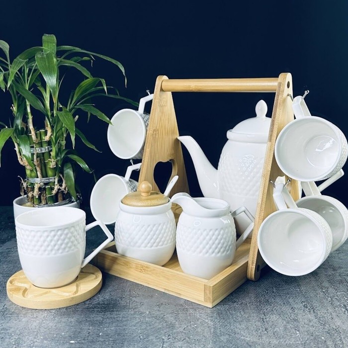 Чайный сервиз Lenardi Bamboo, на подставке, фарфор, 15 предметов чайный сервиз 15 предметов lenardi доминика фарфор