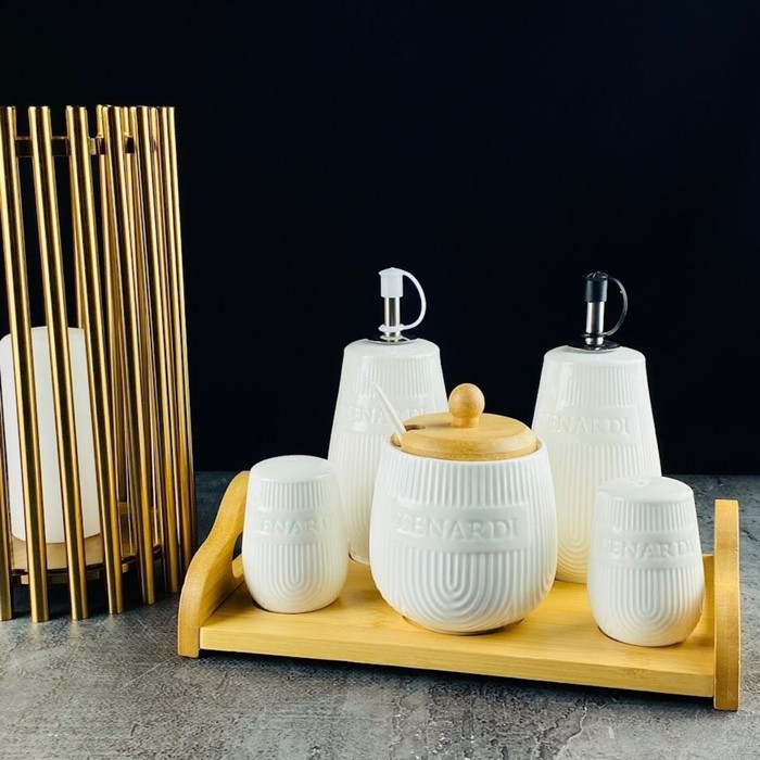 Набор Lenardi Bamboo, фарфор, 5 предметов набор для специй walmer bamboo 5 предметов на подставке фарфор бамбук