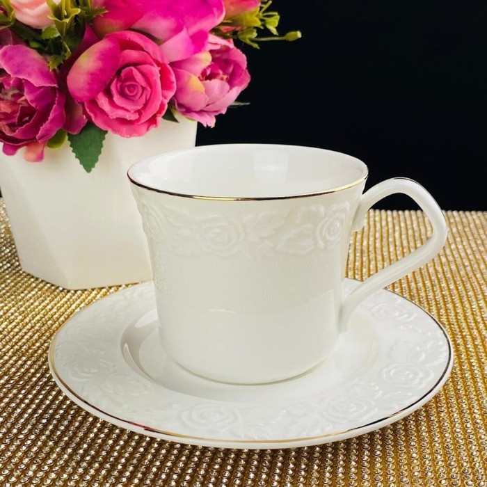 Чайный набор Lenardi «Белая Роза», фарфор, 250 мл, 12 предметов чайный набор 12 предметов 250 мл lenardi ампир