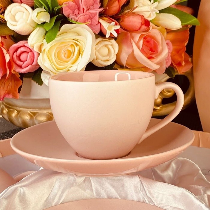 набор чайный мрамор розовый с серым 2 4 240 мл фарфор Чайный набор Lenardi, фарфор, 240 мл, 12 предметов