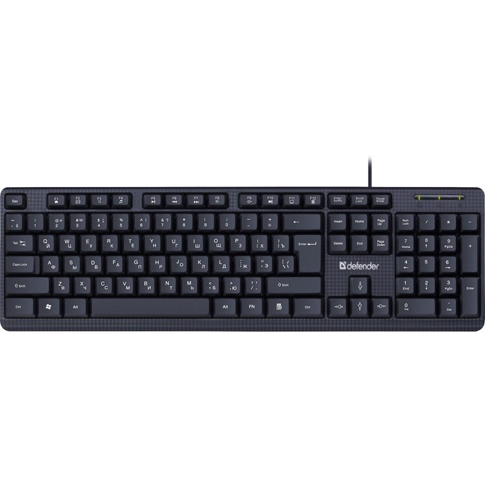 цена Клавиатура Defender Daily HB-162, проводная, мембранная, 104 клавиши, USB, чёрная