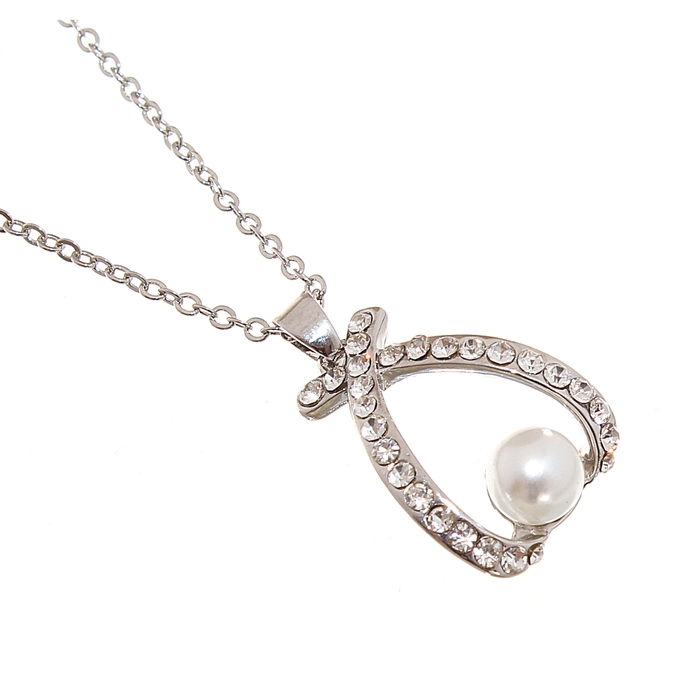 Кулон "Жемчужная рыбка", цвет серебро, 45см