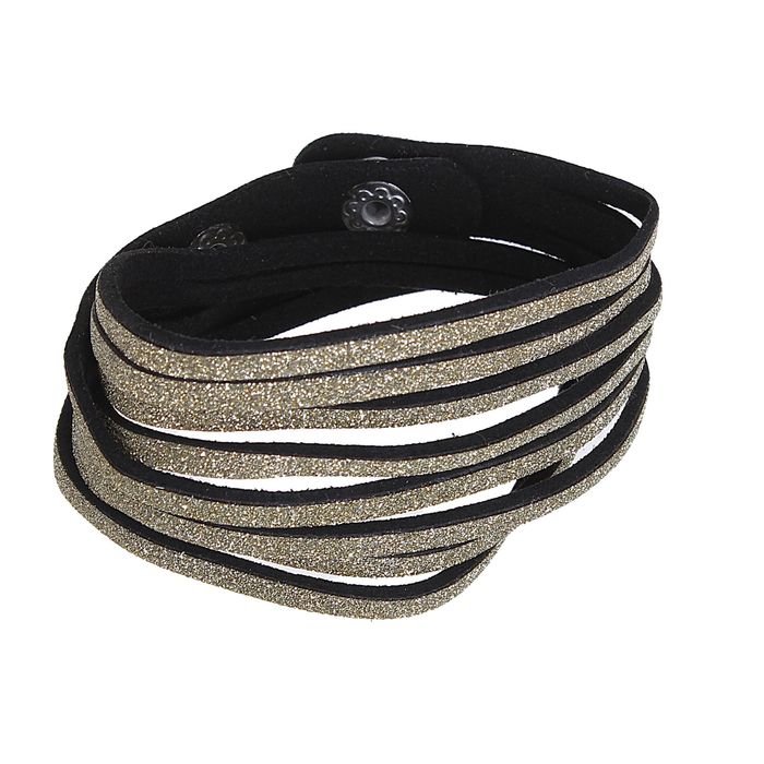 Браслет кожа "Вечерний блеск", цвет золото