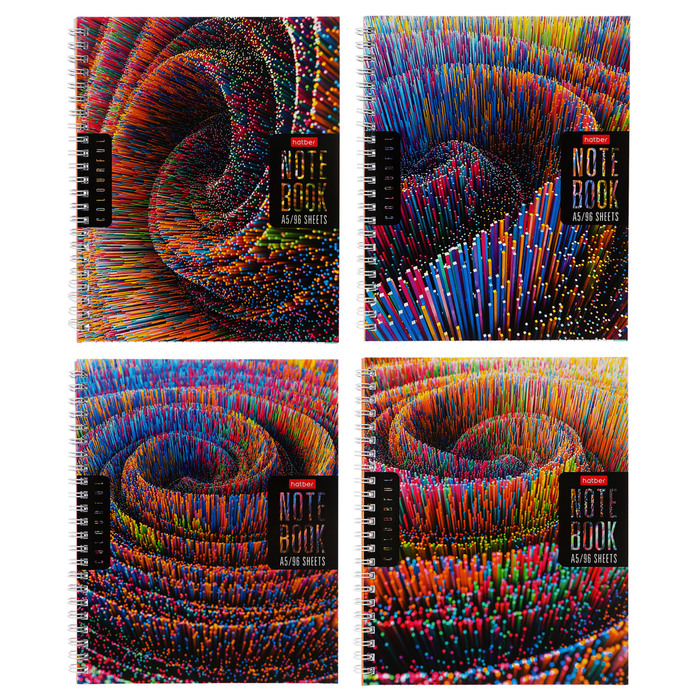 Тетрадь 96 листов в клетку на гребне Colorful line обложка мелованный картон перфорация на отрыв блок 65 гм2 МИКС 148₽