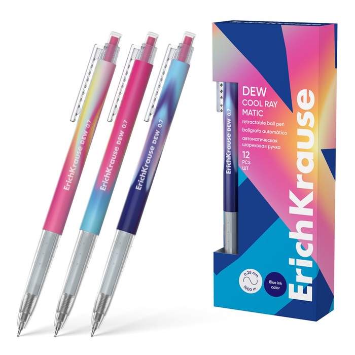 Ручка шариковая автоматическая ErichKrause Dew Matic Cool Ray узел 07 мм чернила синие длина непрерывной линии 1000 м 61₽