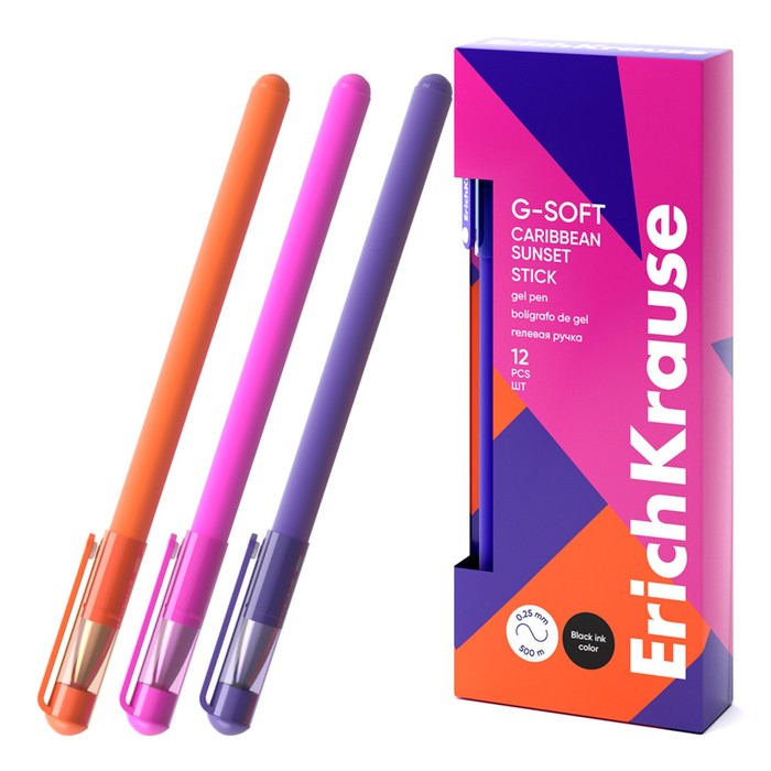 Ручка гелевая ErichKrause G-Soft Stick Caribbean Sunset узел 038 мм чернила черные длина непрерывной линии 500 м 69₽
