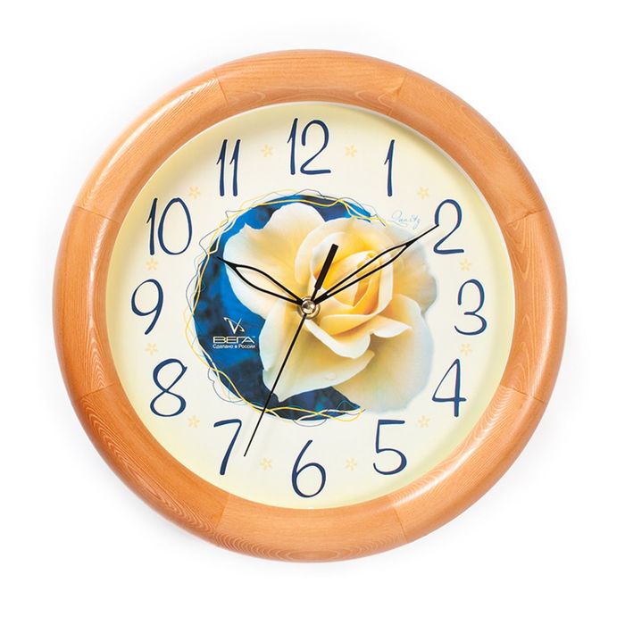 Часы настенные круглые "Цветок", деревянные