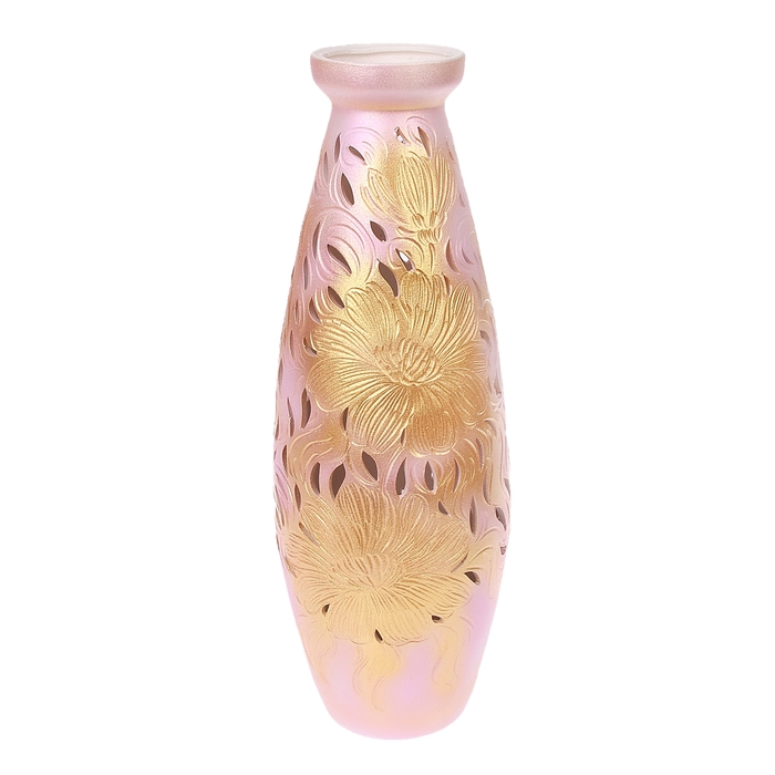 Ваза напольная "Юность" шелкография, резка, розовая
