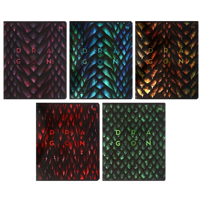 Тетрадь 48 листов клетку Dragon-like обложка мелованный картон металлизация МИКС 62₽