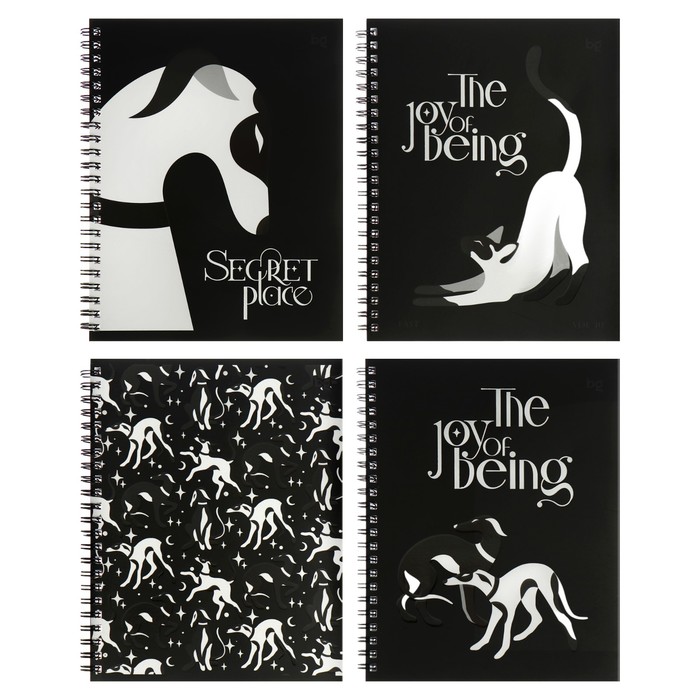 Тетрадь 80 листов в клетку на гребене Secret Place обложка мелованный картон матовая ламинация выборочный лак фольга МИКС 98₽