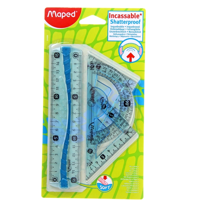 Набор чертежный FLEX (линейка 15см, 2-треугольника 12см, транспортир)