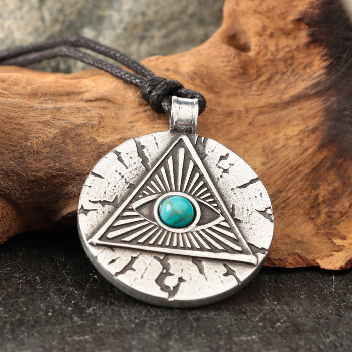 Амулет Всевидящее Око с камнем бирюза 35х43 мм металлический 186₽