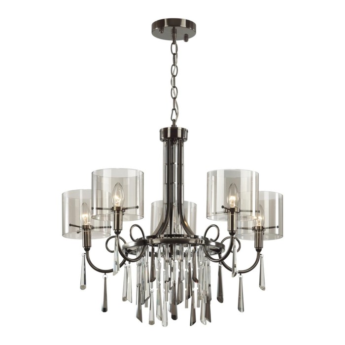 

Люстра Odeon Light. Nicole, 40Вт, E14, 540-1565х652 мм, цвет чёрный хром, дымчатый, прозрачный