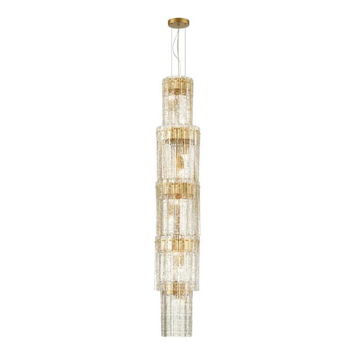 

Люстра Odeon Light. Merkale, 9х40Вт, E14, 2000-2655х250 мм, цвет матов.золотой, прозрачный, стекло