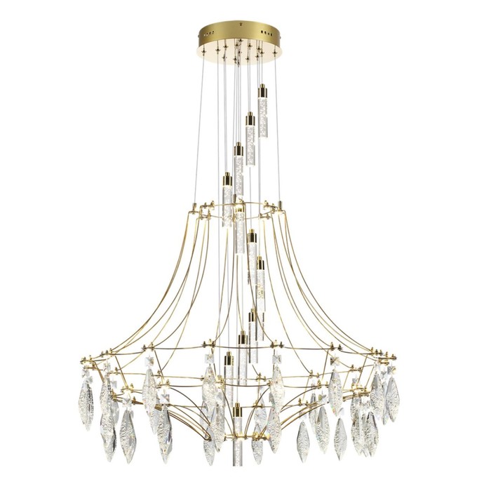 

Люстра подвесная Odeon Light. Flamenco, 51Вт, Led, 1850х810х810 мм, цвет золото, прозрачный