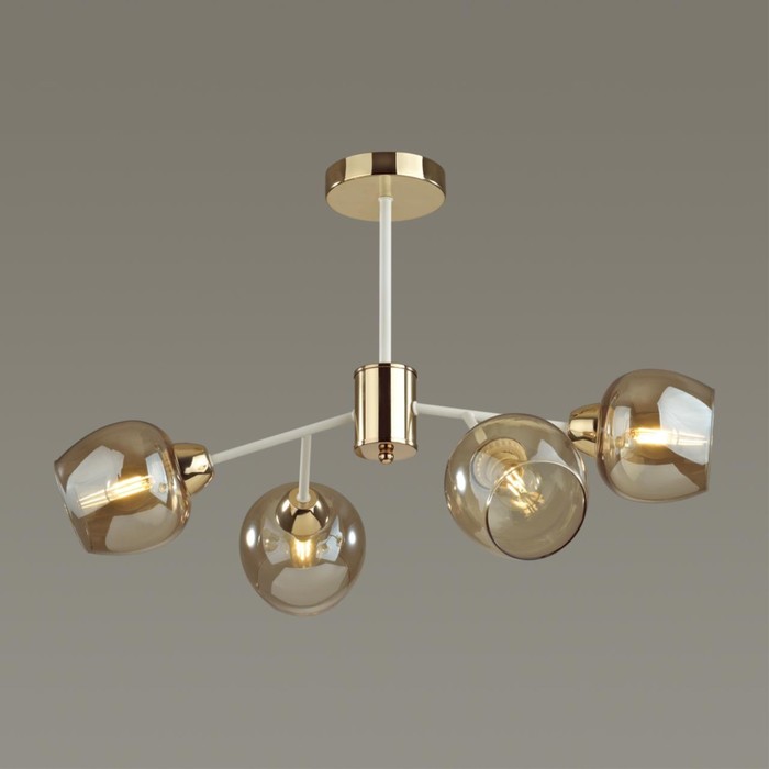 

Люстра потолочная Lumion. Odell, 4х60Вт, E27, цвет белый, золотой