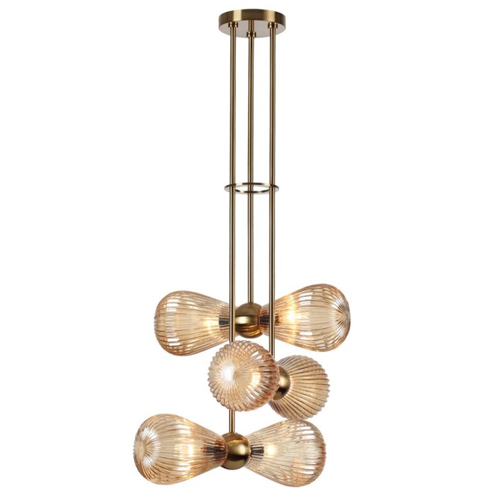

Подвес Odeon Light. Elica, 40Вт, E14, 670-1020х500 мм, цвет золотой, янтарный