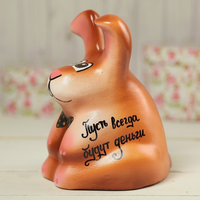 Копилка "Заяц косой" бело-коричневая. микс