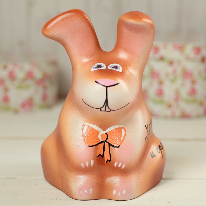 Копилка "Заяц косой" бело-коричневая. микс