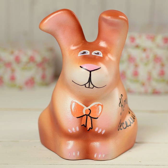 Копилка "Заяц косой" бело-коричневая. микс