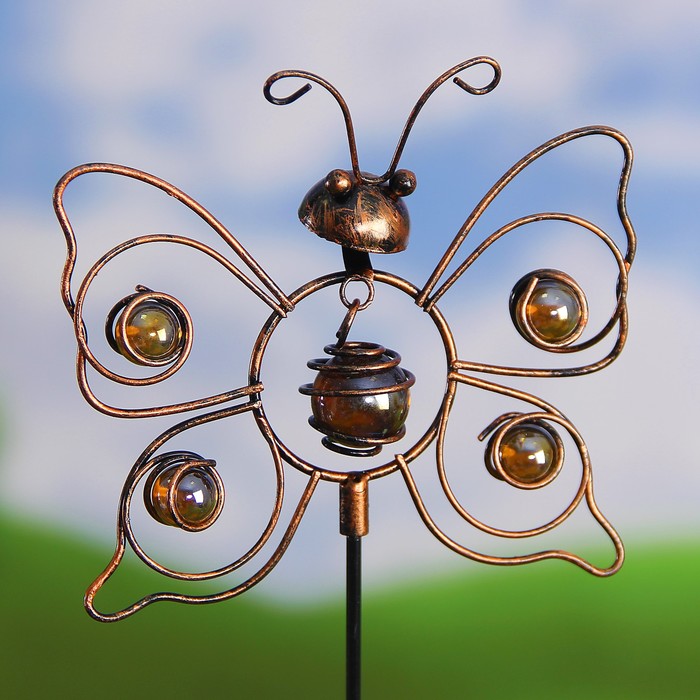 Декоративный штекер "Бабочка" золотые бусины