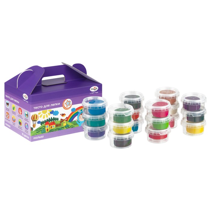 Тесто для лепки 18цв 1080г Гамма Малыш с формочками картонная упаковка 547₽