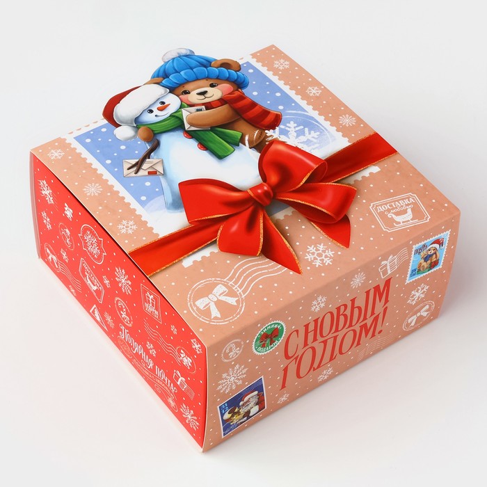 подарочная коробка почта деда мороза 15 5 х 12 х 8 см Коробка складная «Новогодняя почта», 15 х 15 х 8 см