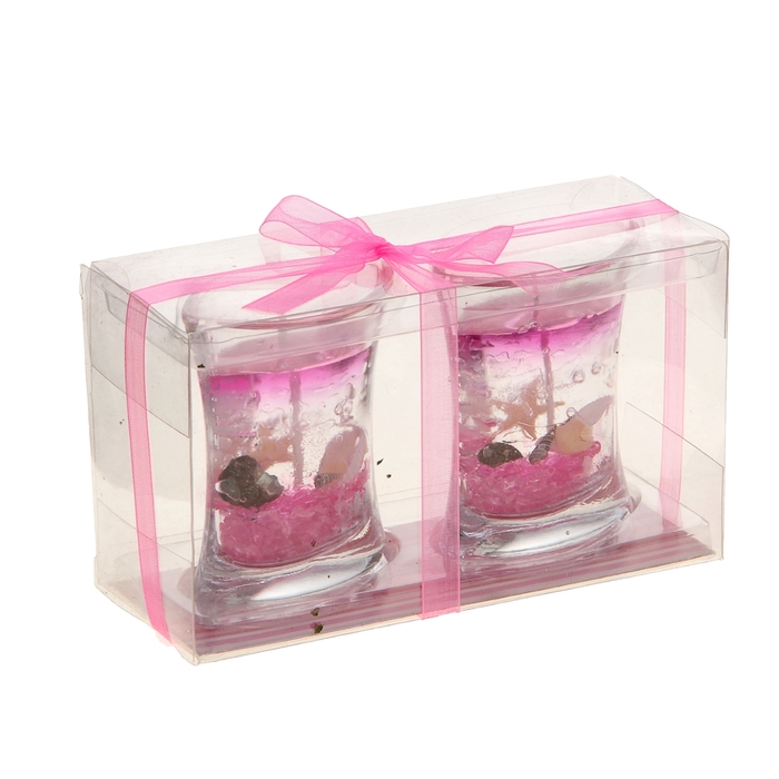 Свечи гелевые (набор 2 шт) "Морское дно", цвет розовый