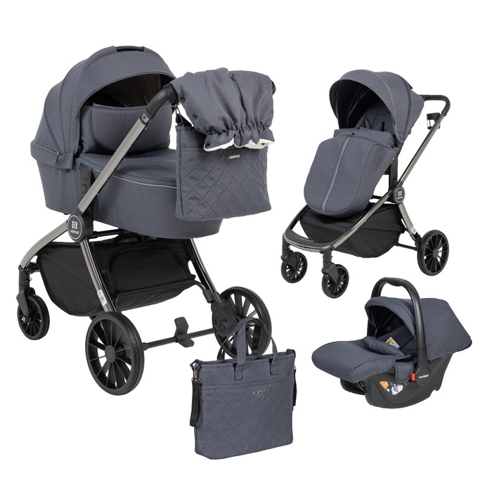 Коляска модульная 3в1 Baby shell 2024 Dark Grey/Black chrome BBS-009