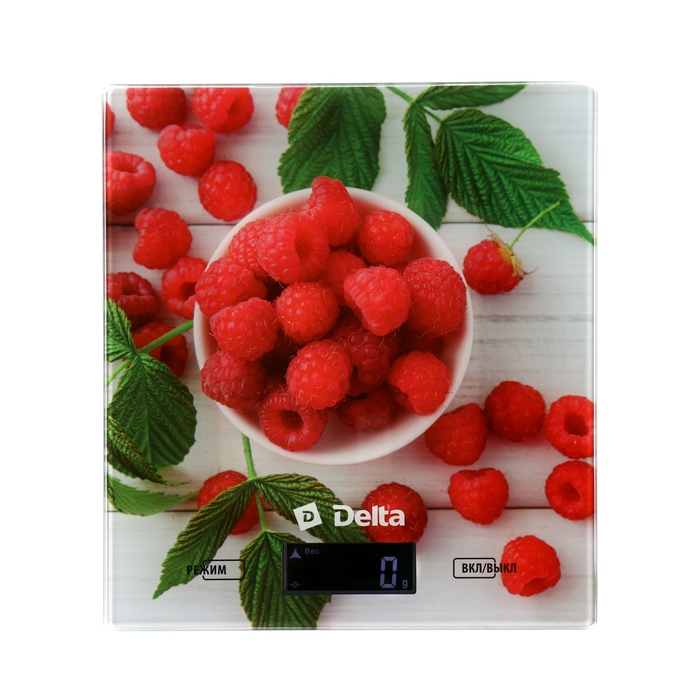 Весы кухонные DELTA KCE-67, электронные, до 5 кг, рисунок Малинка  кухонные весы delta kce 52 фруктовый микс