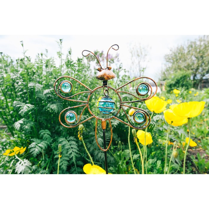 Декоративный штекер "Бабочка" голубые бусины