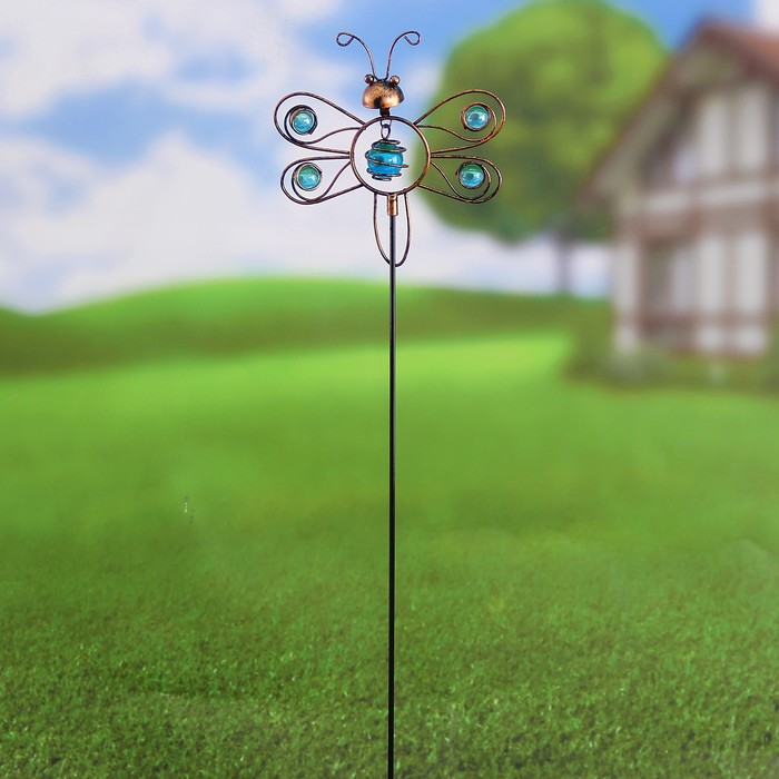 Декоративный штекер "Бабочка" голубые бусины