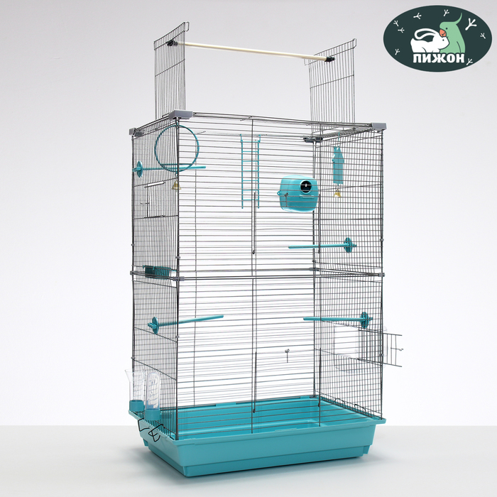 Клетка для птиц Пижон 104-Б разборная 2 секции 58 х 40 х 88см бирюзовая 4500₽
