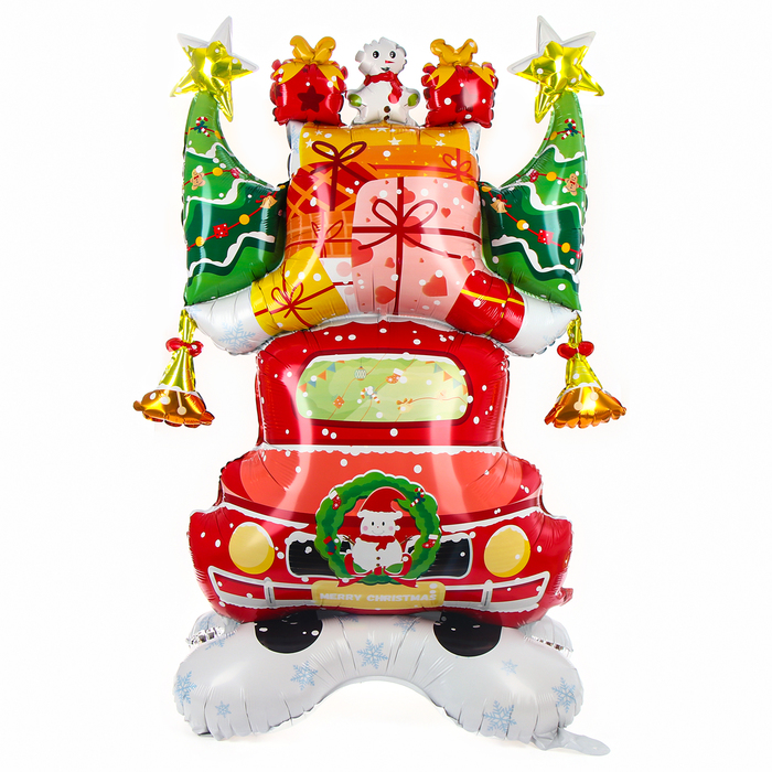 Шар фольгированный 47 «Новогодняя машинка», на подставке шар фольгированный 22 русалочка на подставке
