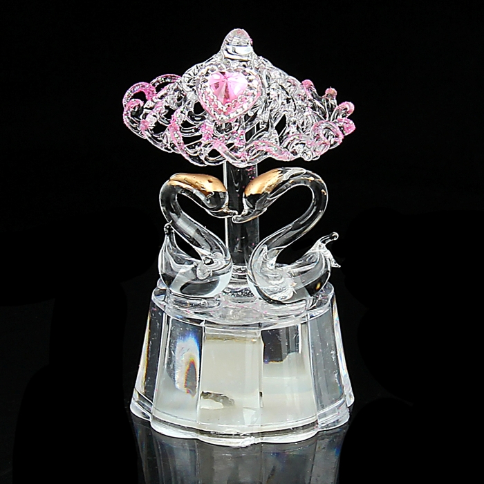 Сувенир световой "Лебеди под зонтиком со стразой" МИКС