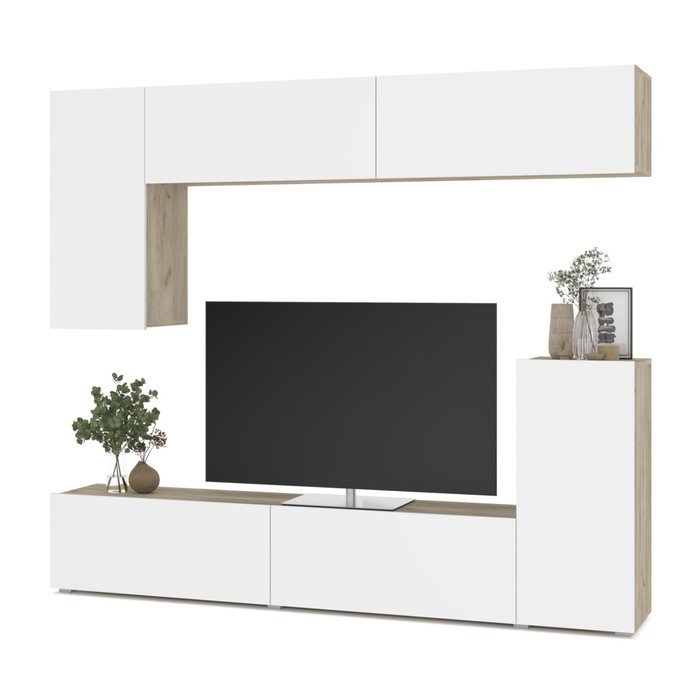 Мини стенка Тетрис 2200х370х1900 Серый дубБелый 14353₽