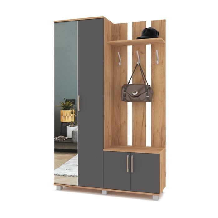 Прихожая Лира 1200х370х1900 Золотой дубграфит 11664₽