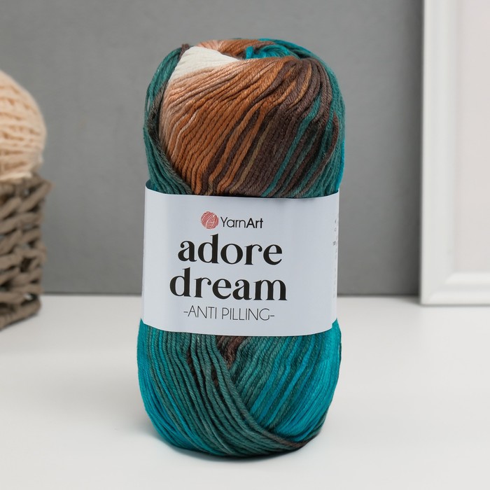 

Пряжа "Adore Dream" 100% акрил антипиллинг 280м/100г (1055 бирюза-какао)