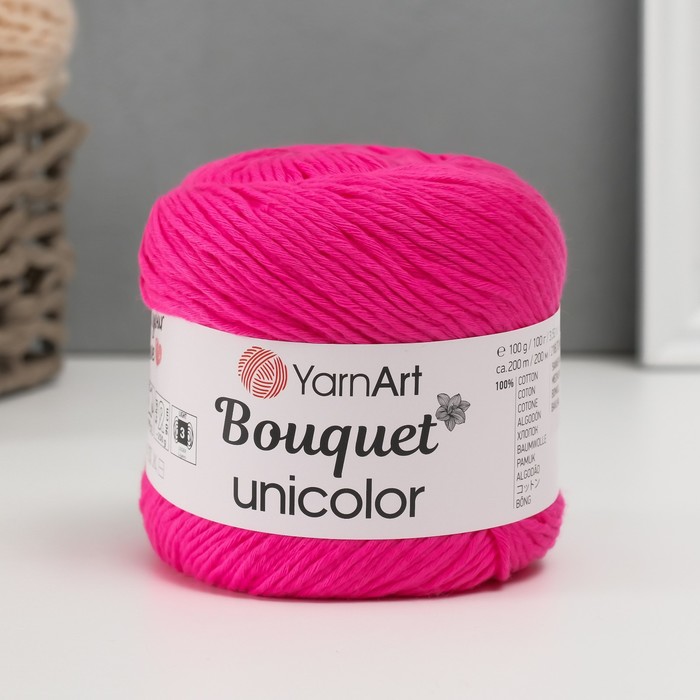 

Пряжа "Bouquet Unicolor" 100% хлопок 200м/100г (3216 ярк.розовый)