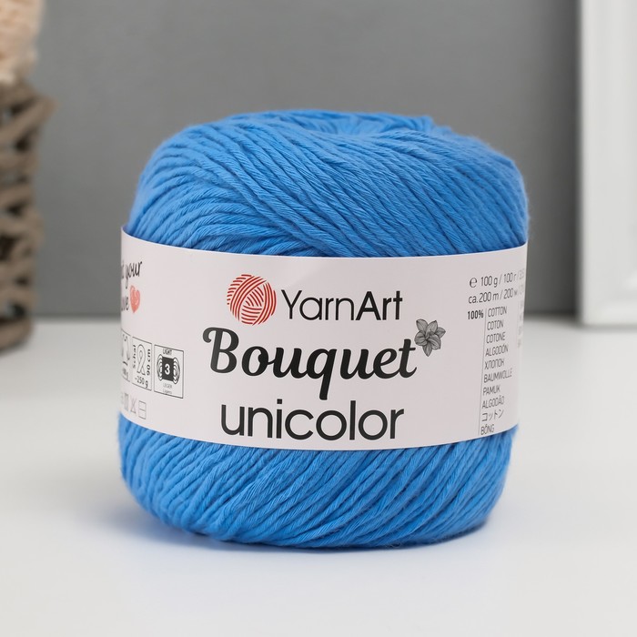 

Пряжа "Bouquet Unicolor" 100% хлопок 200м/100г (3223 голубой)
