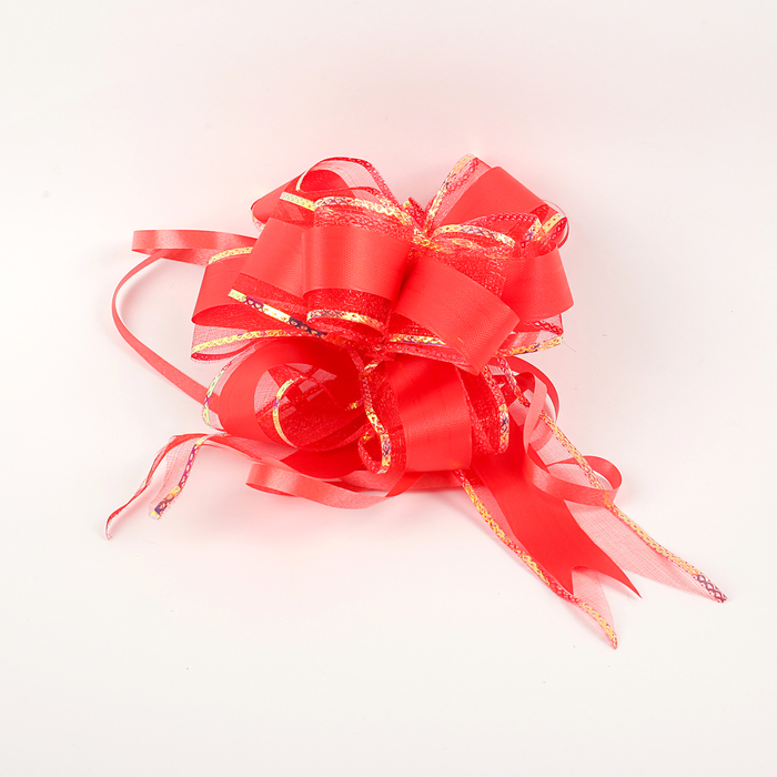 Бант-шар №5 "Перламутровая полоска", цвет красный