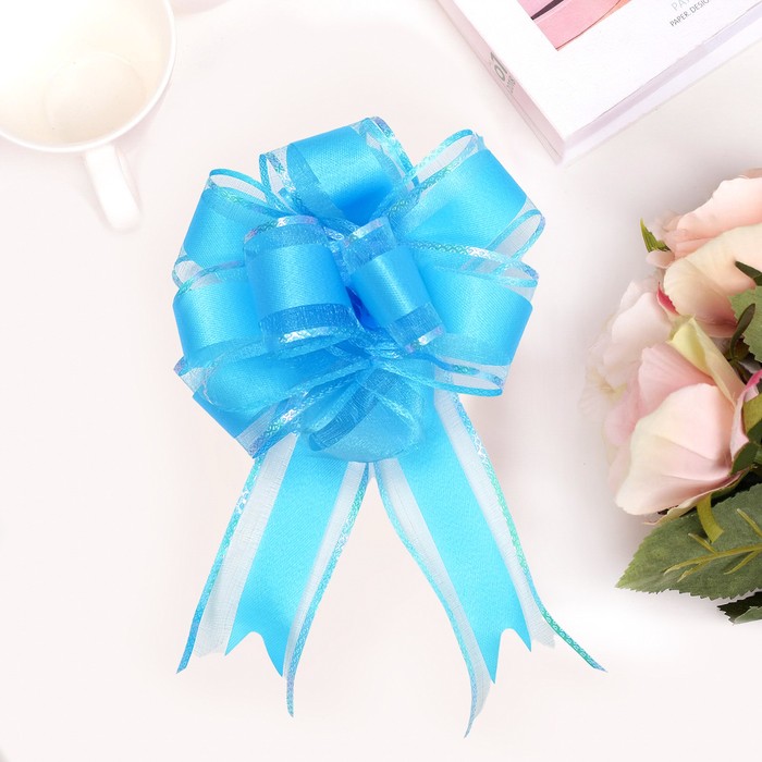 Бант-шар №5 "Перламутровая полоска", голубой