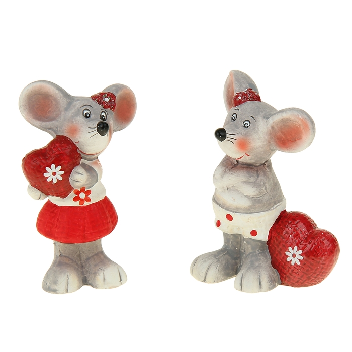 Сувенир "Мышка с сердцем" МИКС