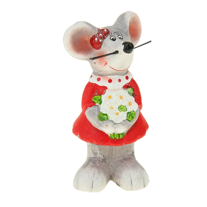 Сувенир "Мышка с букетом/ с сердцем" МИКС