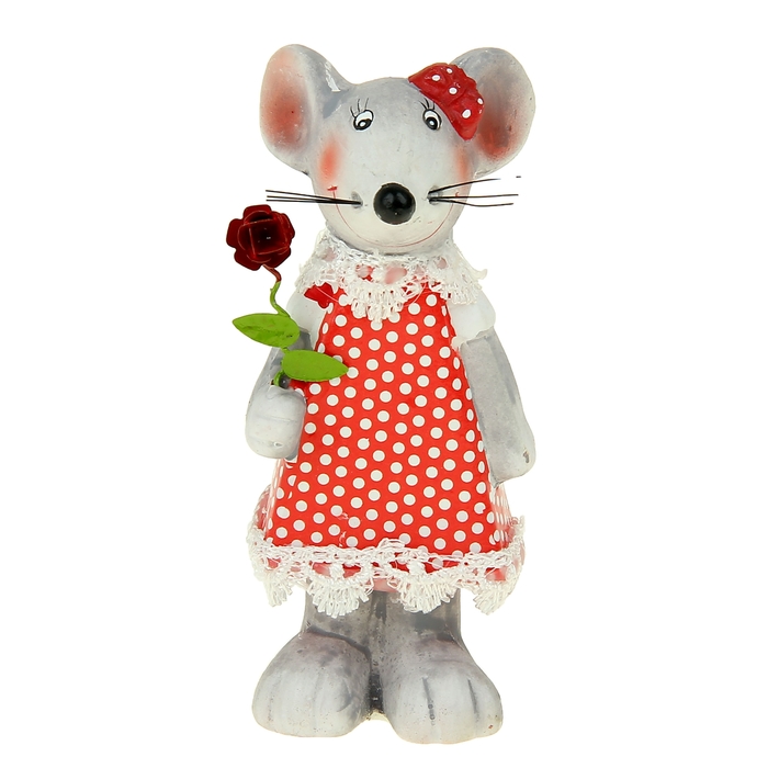 Сувенир "Мышка с розочкой/ с сердечком на пружинке", МИКС