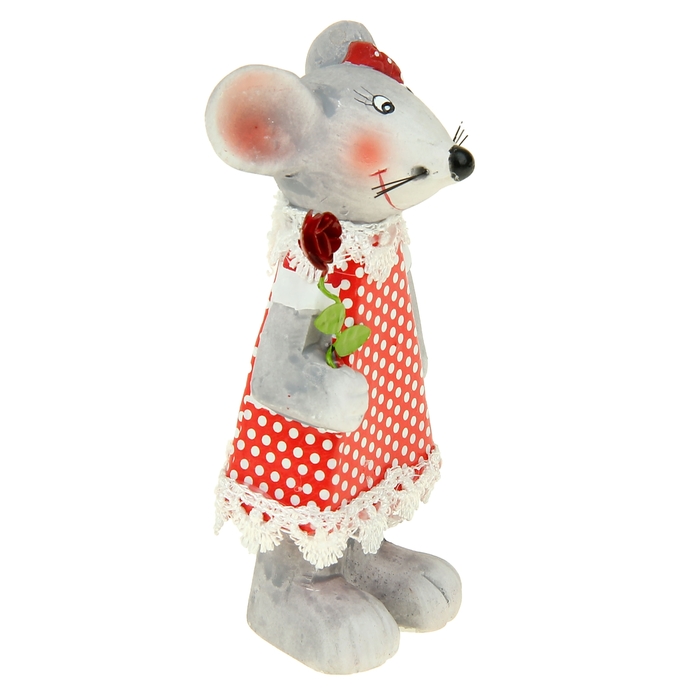 Сувенир "Мышка с розочкой/ с сердечком на пружинке", МИКС