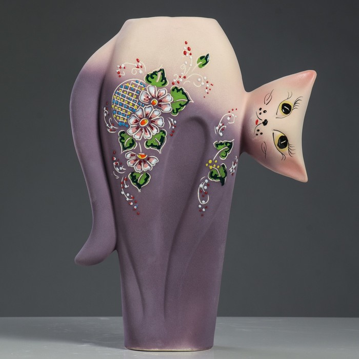 Ваза "Элита" лилия, глазурь, жёлто-розовый фон