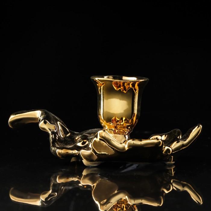 Подсвечник "Листик" золотой