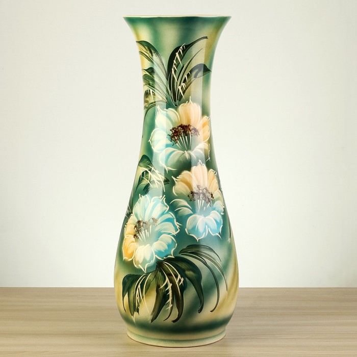 Ваза напольная "Осень" роспись, коричневая, микс